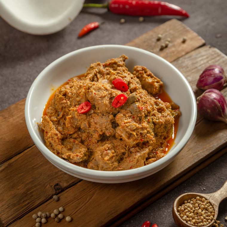 Menu aqiqah olahan daging kambing Rendang Barokah Aqiqah
